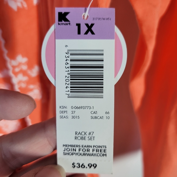 NWT Vintage Pink Kmart Robe/Chemis Set Orange Floral Size 1XL Cotton Poly Blend - Picture 4 of 10